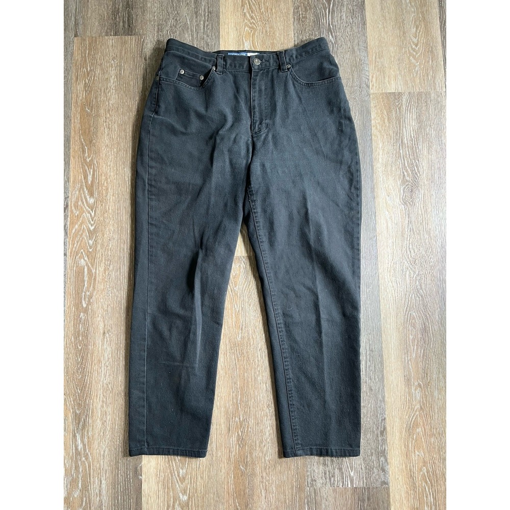 Liz Claiborne black straight leg cotton jeans jeans petite size 14 classic fit